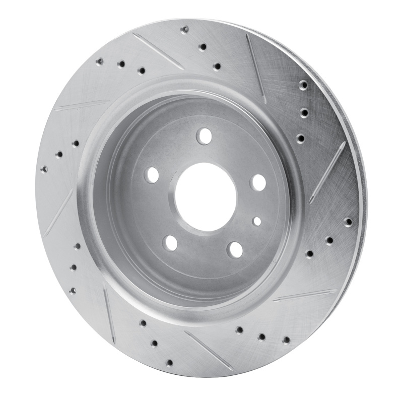 Cadillac ATS Brake Rotor (1) - Rear Left - R1 Concepts - Drilled & Slotted - Silver - `16-`24